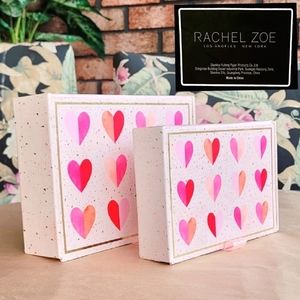 🆕️Rachel Zoe SET OF 2 Matching Pink Heart Nesting Boxes